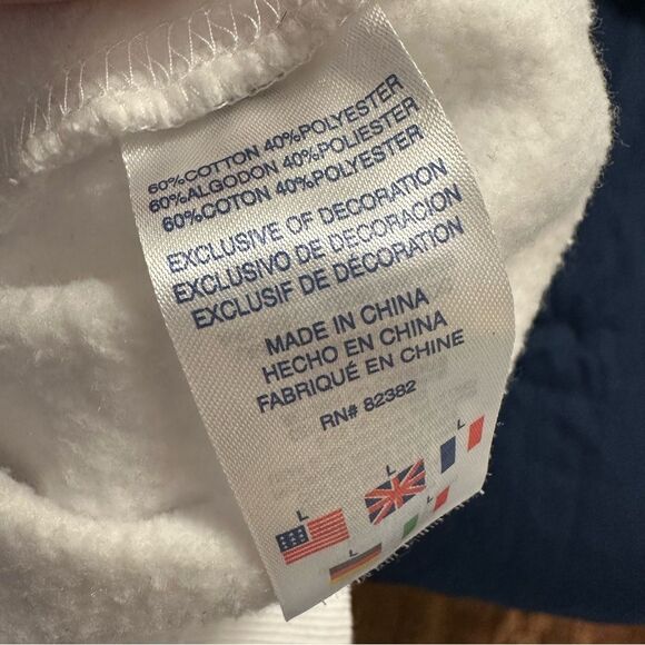 Champion White Hoodie Sweatshirt with Pink and Teal Logo - Picture 7 of 8